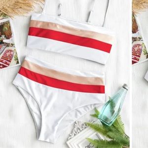 Cami Striped High Waisted Bikini